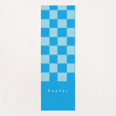 濃い青と薄い青の四角いブロックのパターン ヨガマット (正面)
