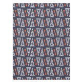 濃い青と赤の幾何三角形パターン テーブルクロス (正面)