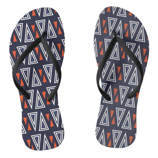 濃い青と赤の幾何三角形パターン ビーチサンダル (ソール)