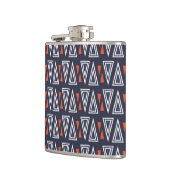 濃い青と赤の幾何三角形パターン フラスク (左)