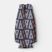 濃い青と赤の幾何三角形パターン ボトルクーラー (裏面)