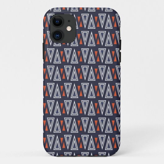 濃い青と赤の幾何三角形パターン Case-Mate iPhoneケース (裏面)