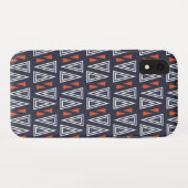 濃い青と赤の幾何三角形パターン Case-Mate iPhoneケース (裏面(横))