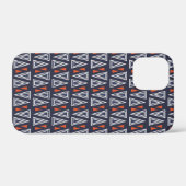 濃い青と赤の幾何三角形パターン Case-Mate iPhoneケース (裏面 (横))