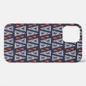 濃い青と赤の幾何三角形パターン Case-Mate iPhoneケース (裏面 (横))