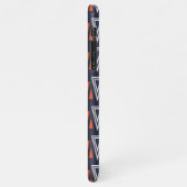 濃い青と赤の幾何三角形パターン iPhoneケース (左側)