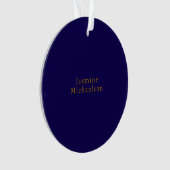 濃い青と金のキュートなミニマリスト名前 オーナメント (正面)