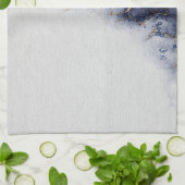 濃い青と金ゴールドの水色のインクマーク キッチンタオル (折り畳み)