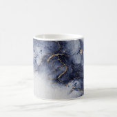 濃い青と金ゴールドの水色のインクマーク コーヒーマグカップ (中央)