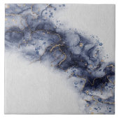 濃い青と金ゴールドの水色のインクマーク タイル (正面)