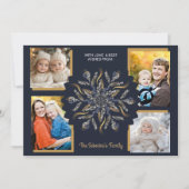 濃い青と金色のミッドナイトスパークルスターズ新年 カード (正面)