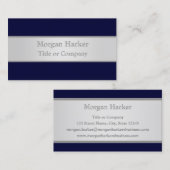 濃い青と銀の名刺 名刺 (正面/裏面)