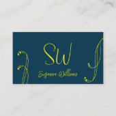 濃い青と黄色とモダンモノグラ華美ム付き 名刺 (正面)