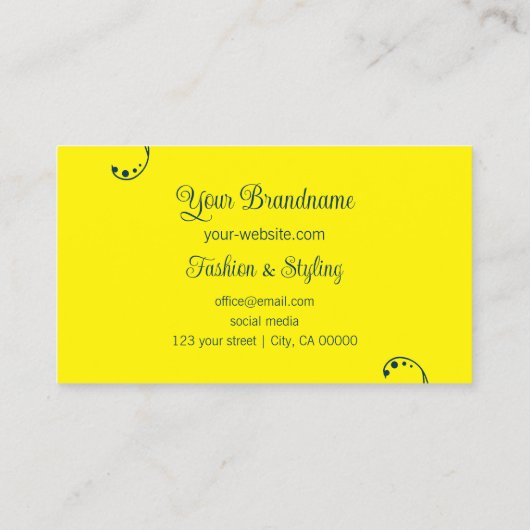 濃い青と黄色の装飾用の斜角華美 名刺 (裏面)