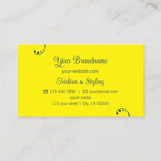 濃い青と黄華美色、ポートレート写真 名刺 (裏面)