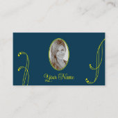 濃い青と黄華美色、ポートレート写真 名刺 (正面)