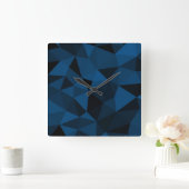 濃い青と黒のジオメトリメッシュパターン スクエア壁時計 (ホーム)