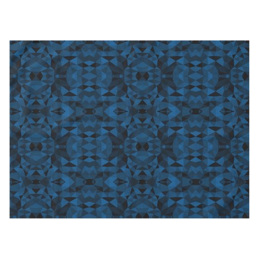 濃い青と黒のジオメトリメッシュパターン テーブルクロス (正面(横))