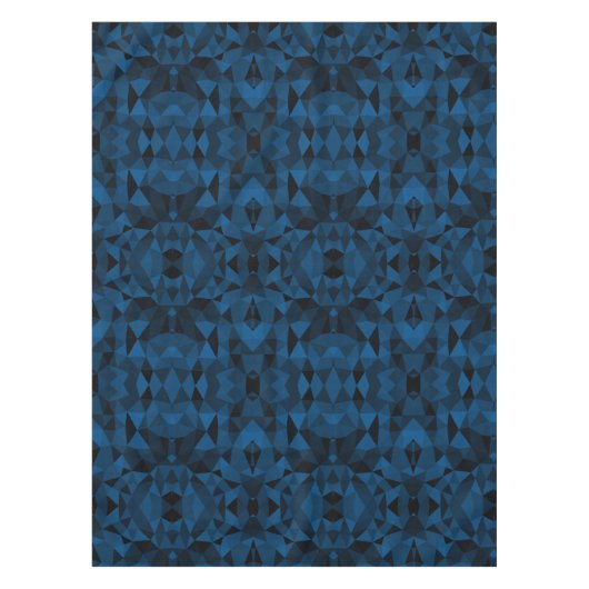 濃い青と黒のジオメトリメッシュパターン テーブルクロス (正面)