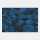 濃い青と黒のジオメトリメッシュパターン ラッピングペーパーシート (正面2)