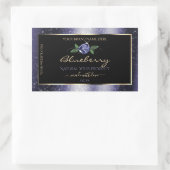 濃い青と黒の商品ラベル スパーキンググリッター 長方形シール (バッグ)