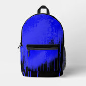 濃い青と黒の滴 プリントバックパック (正面)