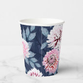濃い青に白いピンク色の花。 紙コップ (右)