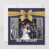 濃い青に金の結婚発表 シーズンカード (正面)