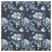 濃い青に青い花 ファブリック (見本)