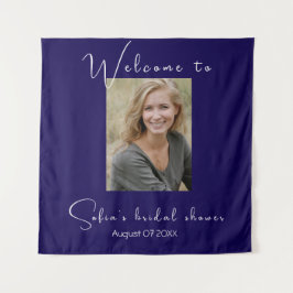 濃い青のひまわり水彩写真 ブライダルシャワー タペストリー