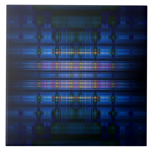 濃い青のぼやけた模様 タイル (正面)