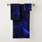 濃い青のイメージの青い曲線と波紋 バスタオルセット (インサイチュ)