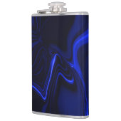 濃い青のイメージの青い曲線と波紋 フラスク (左)