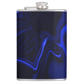 濃い青のイメージの青い曲線と波紋 フラスク (正面)