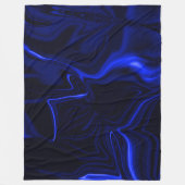 濃い青のイメージの青い曲線と波紋 フリースブランケット (正面)