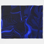 濃い青のイメージの青い曲線と波紋 フリースブランケット (正面(横))