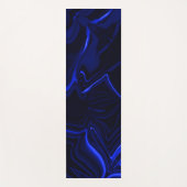 濃い青のイメージの青い曲線と波紋 ヨガマット (正面)