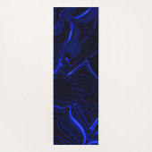 濃い青のイメージの青い曲線と波紋 ヨガマット (裏面)