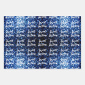 濃い青のキラキラ甘い16エレガントスクリプトパターン ラッピングペーパーシート (正面2)
