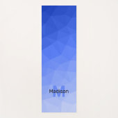 濃い青のグラデーションの幾何学的メッシュパターンモノグラム ヨガマット (正面)