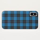 濃い青のシンプルなタータン柄 Case-Mate iPhoneケース (裏面(横))