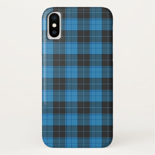 濃い青のシンプルなタータン柄 Case-Mate iPhoneケース (裏面)