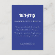 濃い青のシンプルな結婚式招待状