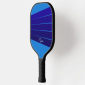 濃い青のストライプと青のあなたの名前 ピックルボールラケット (左)