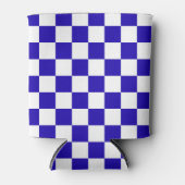 濃い青のチェック柄 缶クーラー (正面)