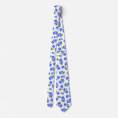 濃い青のバラの花の模様(白) ネクタイ (裏面)