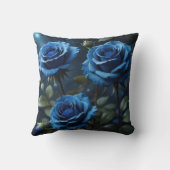濃い青のバラ クッション (裏面)
