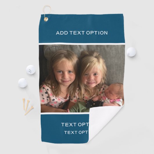 濃い青のパーソナライズされたカスタム写真 ゴルフタオル (インサイチュ)