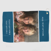 濃い青のパーソナライズされたカスタム写真 ゴルフタオル (横)