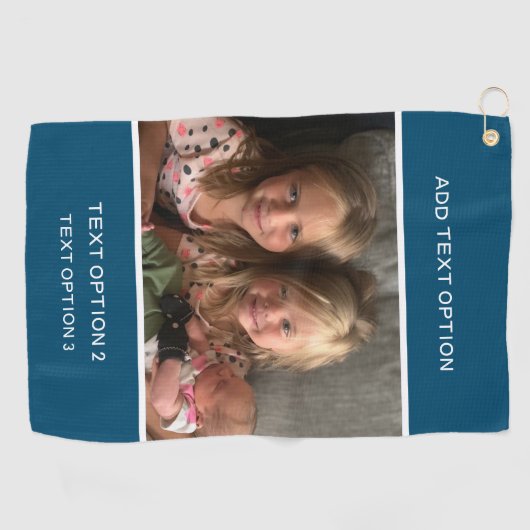 濃い青のパーソナライズされたカスタム写真 ゴルフタオル (横)